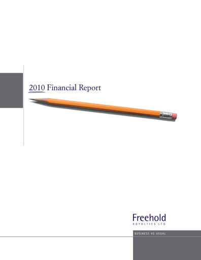 Thumbnail Freehold Royalties Financial Statement 2010