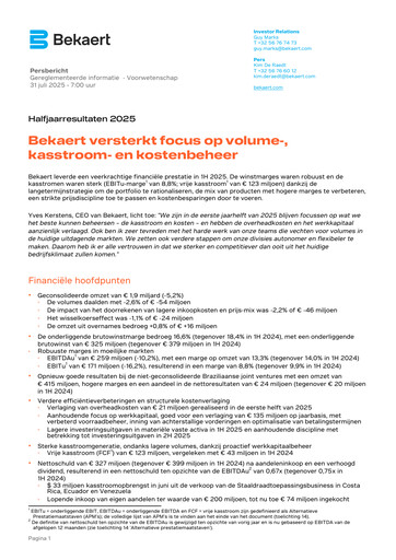 Thumbnail NV Bekaert Half-year Report 2025-h1