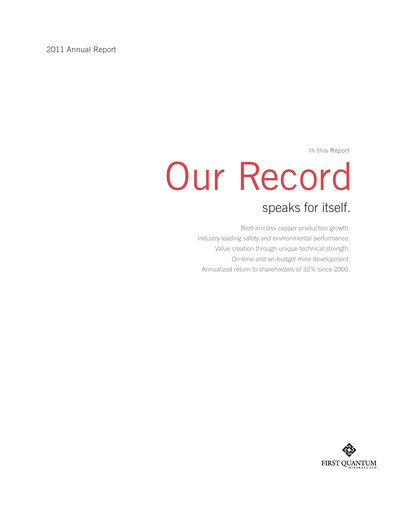 Thumbnail First Quantum Minerals
 Annual Report 2011