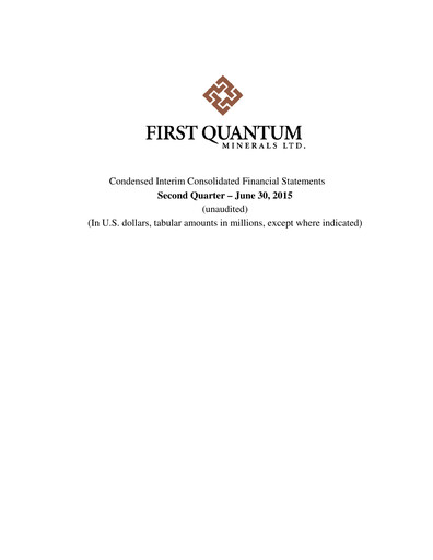 Thumbnail First Quantum Minerals
 Financial Statement 2015-q2