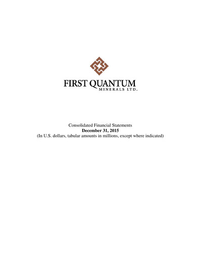Thumbnail First Quantum Minerals
 Financial Statement 2015