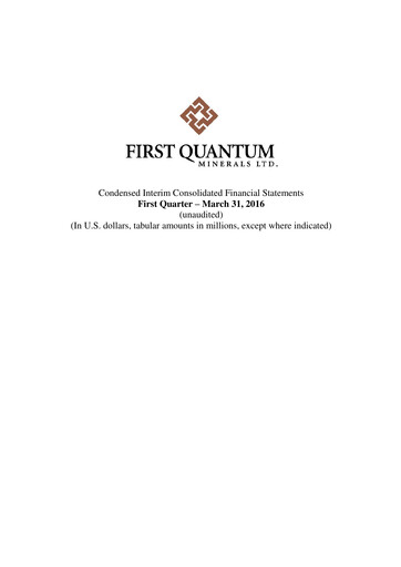 Thumbnail First Quantum Minerals
 Financial Statement 2016-q1