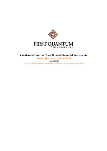 Thumbnail First Quantum Minerals
 Financial Statement 2016-q2