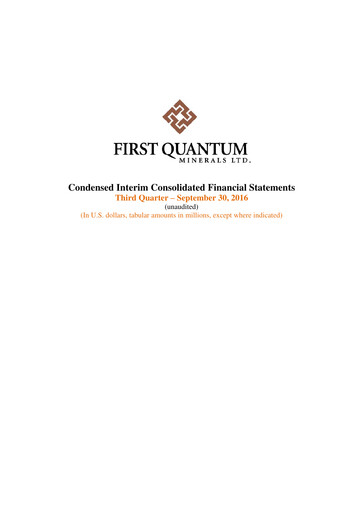 Thumbnail First Quantum Minerals
 Financial Statement 2016-q3