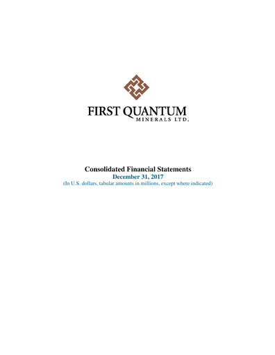 Thumbnail First Quantum Minerals
 Financial Statement 2017