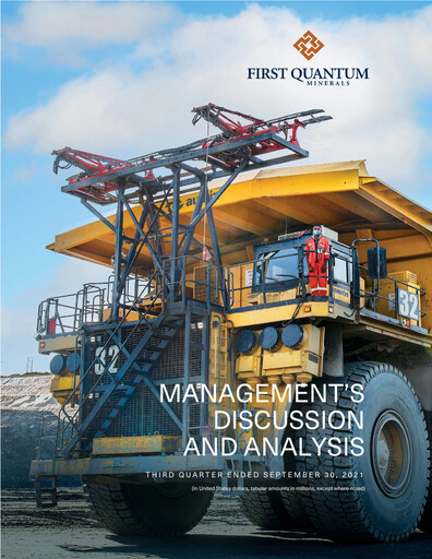 Thumbnail First Quantum Minerals
 Quarterly Report 2021-q3