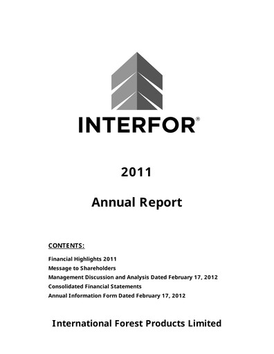 Thumbnail Interfor Annual Report 2011