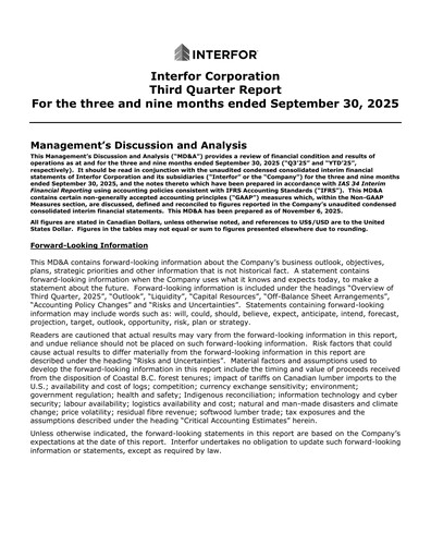 Thumbnail Interfor Quarterly Report 2025-q3