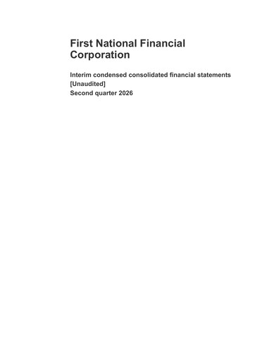 Thumbnail First National Financial Financial Statement 2026-q2