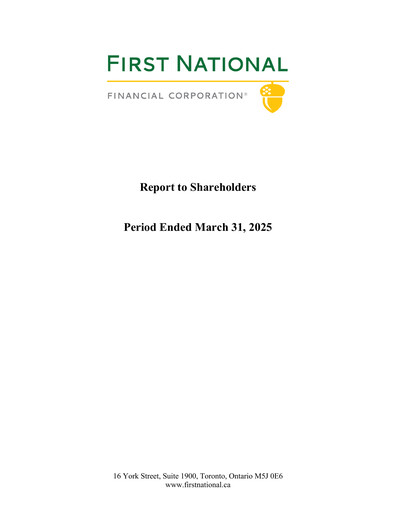 Miniature First National Financial Rapport trimestriel 2025-q1