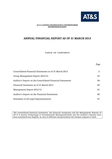 Miniature AT&S Austria Technologie & Systemtechnik Rapport financier 2012-2013
