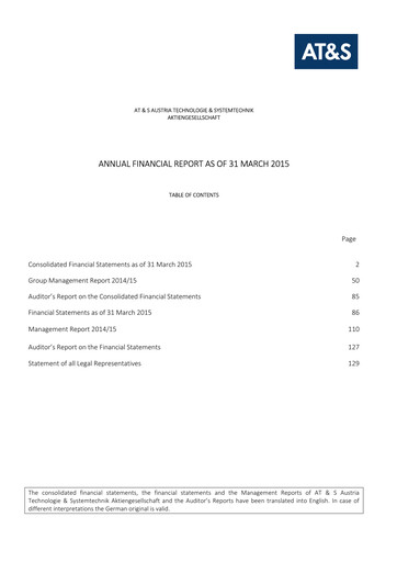 Thumbnail AT&S Austria Technologie & Systemtechnik Financial Statement 2014-2015