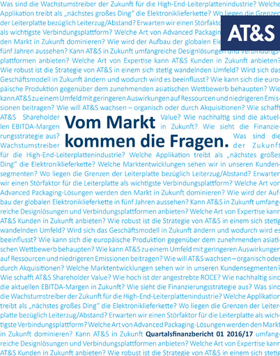 Miniature AT&S Austria Technologie & Systemtechnik Rapport trimestriel 2016-2017-q1