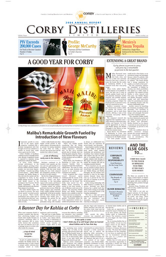 Miniature Corby Spirit and Wine Rapport annuel 2004