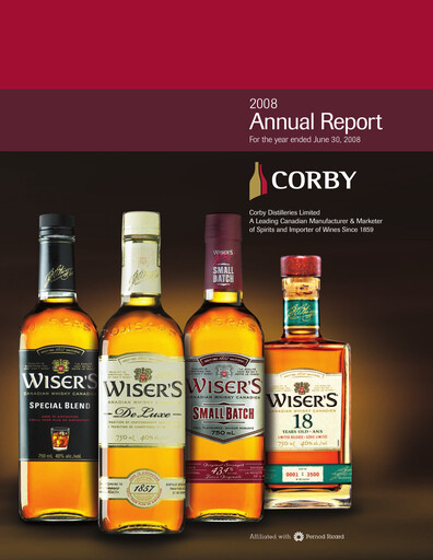Miniature Corby Spirit and Wine Rapport annuel 2008