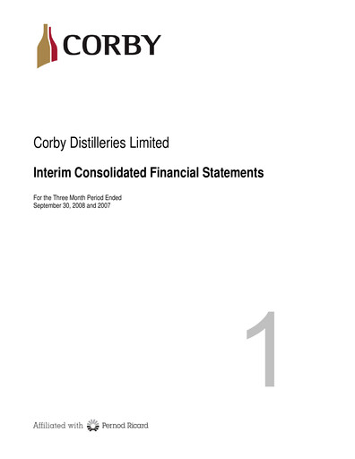 Thumbnail Corby Spirit and Wine Financial Statement 2009-q1