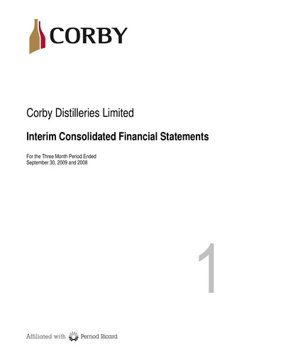 Thumbnail Corby Spirit and Wine Financial Statement 2010-q1