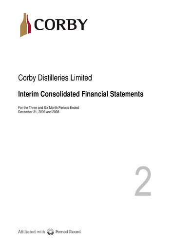 Thumbnail Corby Spirit and Wine Financial Statement 2010-q2
