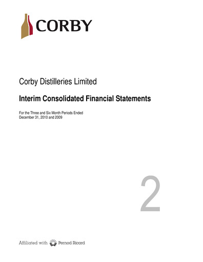 Thumbnail Corby Spirit and Wine Financial Statement 2011-q2