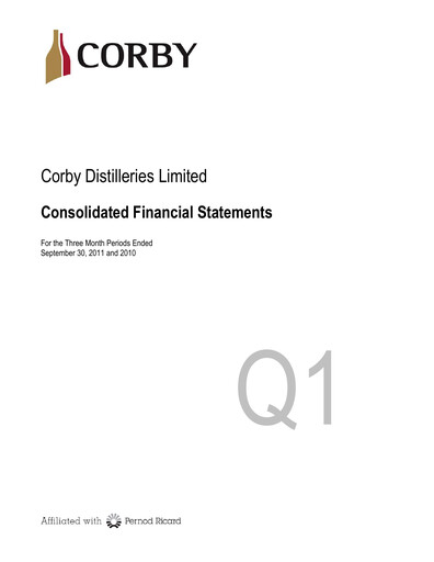 Thumbnail Corby Spirit and Wine Financial Statement 2012-q1