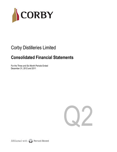 Thumbnail Corby Spirit and Wine Financial Statement 2013-q2