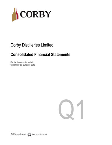 Thumbnail Corby Spirit and Wine Financial Statement 2014-q1