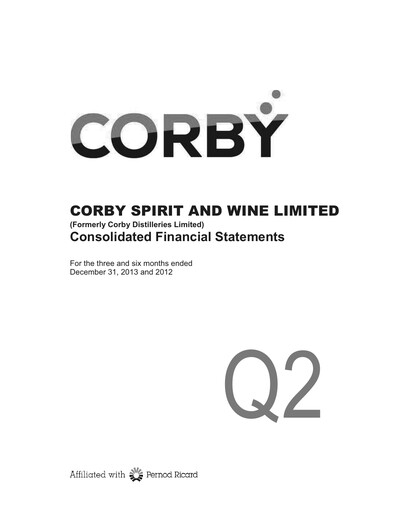 Thumbnail Corby Spirit and Wine Financial Statement 2014-q2