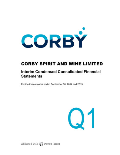 Thumbnail Corby Spirit and Wine Financial Statement 2015-q1
