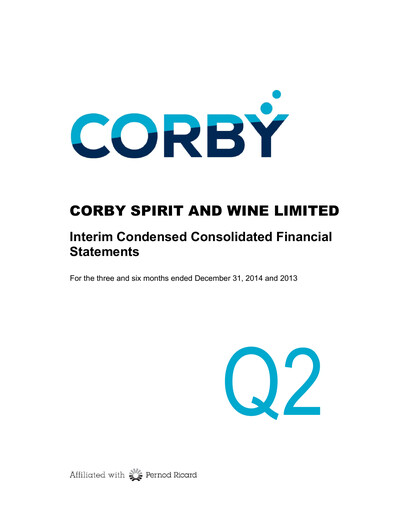 Thumbnail Corby Spirit and Wine Financial Statement 2015-q2