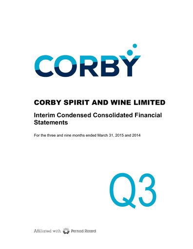 Thumbnail Corby Spirit and Wine Financial Statement 2015-q3