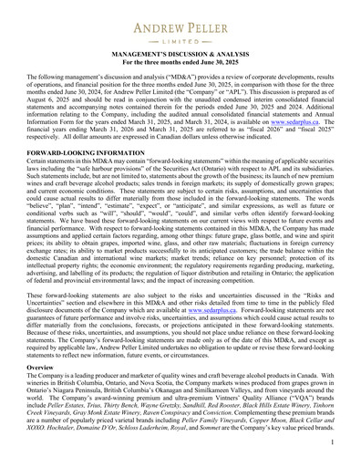 Thumbnail Andrew Peller
 Quarterly Report fy2026-q1