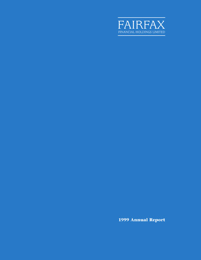 Thumbnail Fairfax Financial
 Annual Report 1999