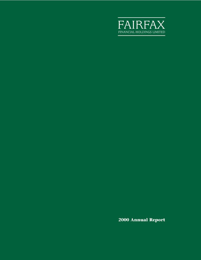 Thumbnail Fairfax Financial
 Annual Report 2000