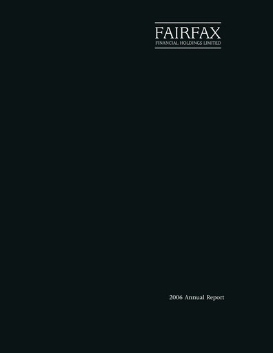 Thumbnail Fairfax Financial
 Annual Report 2006