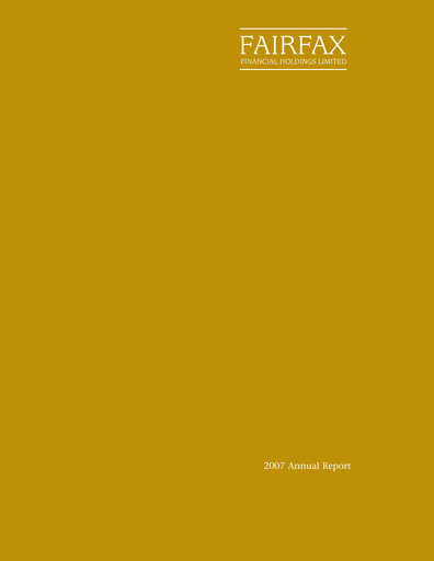 Thumbnail Fairfax Financial
 Annual Report 2007