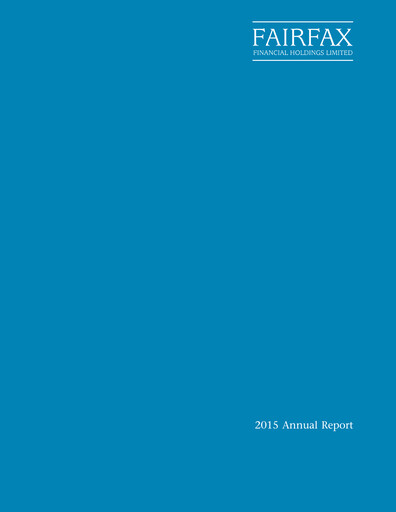 Thumbnail Fairfax Financial
 Annual Report 2015