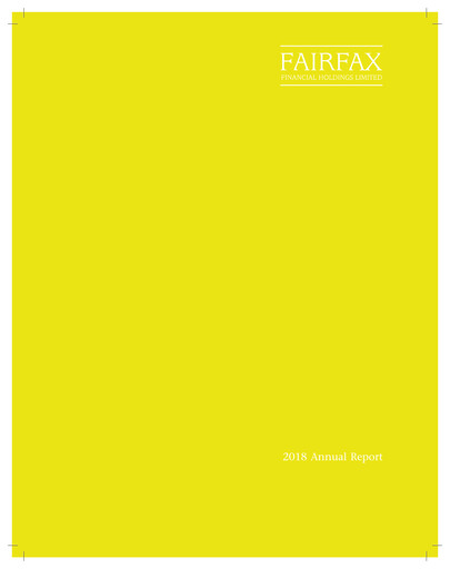 Thumbnail Fairfax Financial
 Annual Report 2018