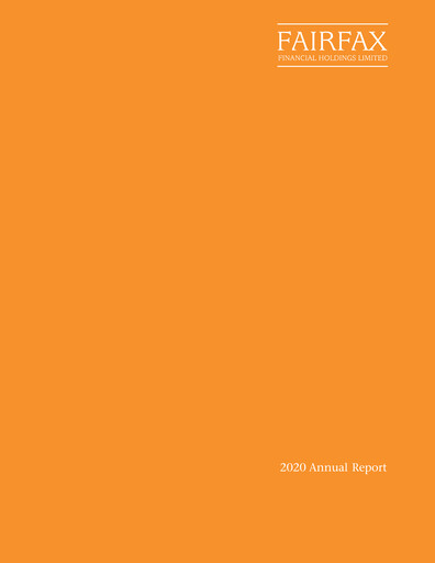 Thumbnail Fairfax Financial
 Annual Report 2020