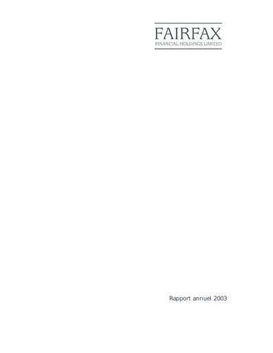 Thumbnail Fairfax Financial
 Annual Report 2003