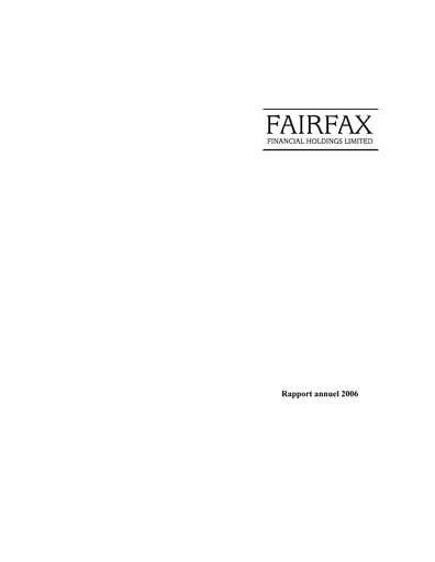 Thumbnail Fairfax Financial
 Annual Report 2006
