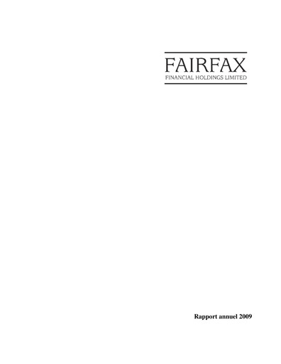 Thumbnail Fairfax Financial
 Annual Report 2009