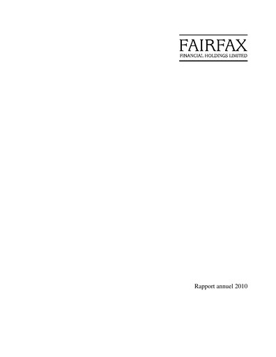 Thumbnail Fairfax Financial
 Annual Report 2010