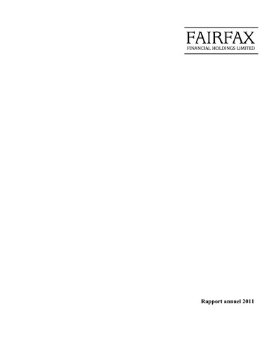 Thumbnail Fairfax Financial
 Annual Report 2011