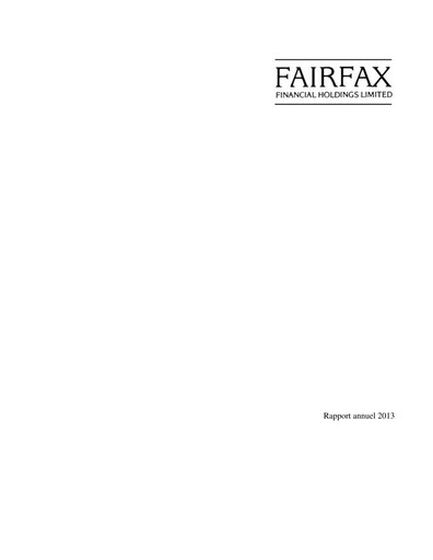 Thumbnail Fairfax Financial
 Annual Report 2013