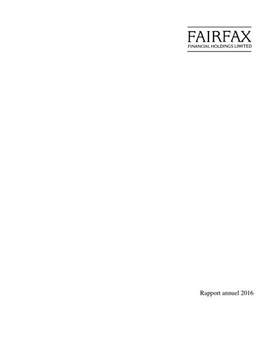 Thumbnail Fairfax Financial
 Annual Report 2016