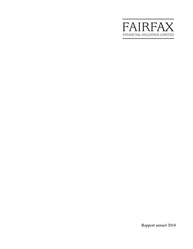 Thumbnail Fairfax Financial
 Annual Report 2018