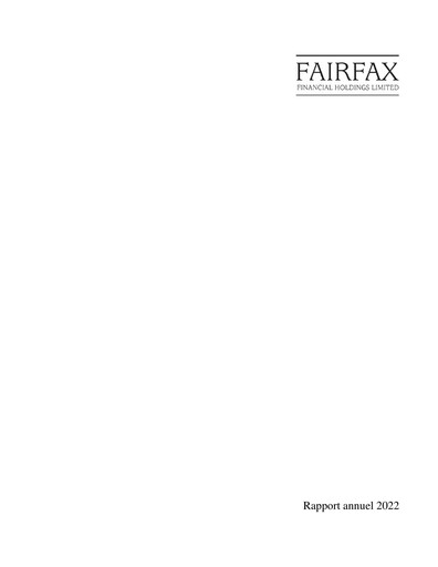 Thumbnail Fairfax Financial
 Annual Report 2022