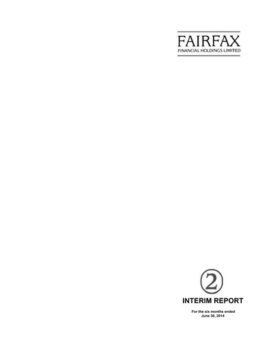 Thumbnail Fairfax Financial
 Quarterly Report 2014-q2