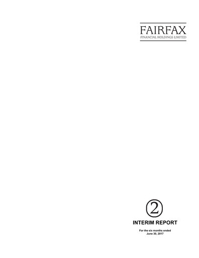 Thumbnail Fairfax Financial
 Quarterly Report 2017-q2