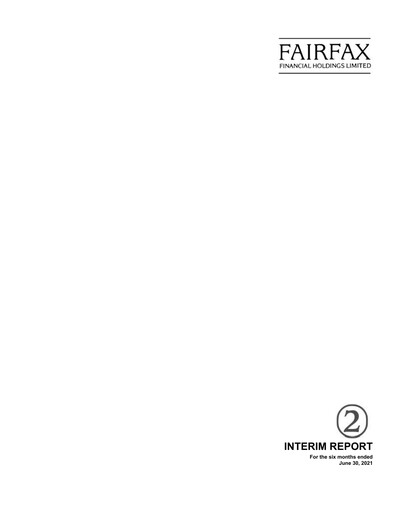 Thumbnail Fairfax Financial
 Quarterly Report 2021-q2